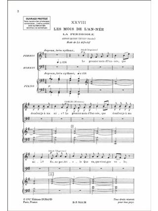 Mois de L'année ou la Perdriole - Maurice Emmanuel - Partition